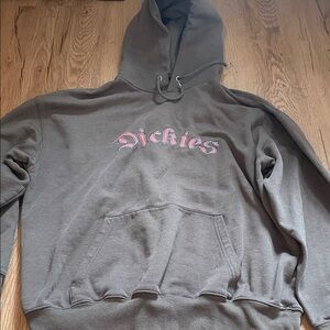 Dickies Charcoal Hoodie with Pink Logo